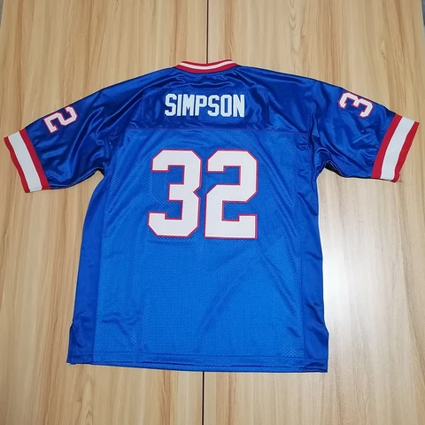 Blue White Retro American Football Jersey 32# O. J. Simpson Jersey Custom Sewn Cover