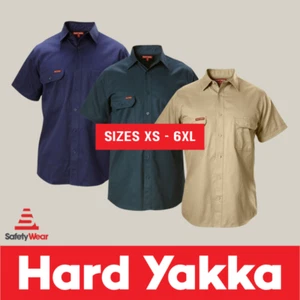 Hard Yakka Cotton Drill Shirt Short Sleeve Y07510 - All Colours, XS - 6XL - Picture 1 of 14