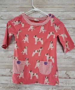 Mini Boden All Over Dog Print Dress 6 - 7Y  Stripe Pockets Made in India - Picture 1 of 12