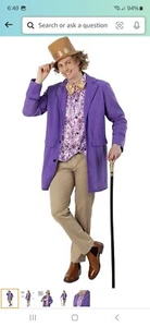 Willy Wonka Adult Costume Size L, shirt,coat,hat, wig,cane included - Picture 1 of 1