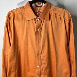 Robert Graham Men's Orange Button Down Long Sleeve Cotton Shirt Size 2XL - Picture 1 of 10