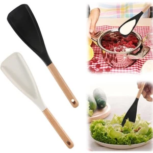 Multi-function Spatula Spoon, Kitchen Wooden Handle Silicone Cooking Utensils - Picture 1 of 9