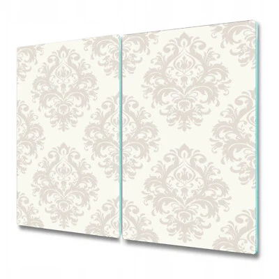 Protector de encimera de tablero de pan de vidrio templado damasco gris y blanco 2x30x52 Foto 1 de 4