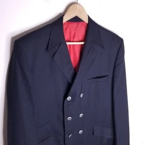 VTG 70s Christopher David for The Highlander Men 44 Black Double Breasted - Picture 1 of 23