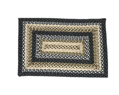 Alfombra trenzada para pastizales de alfombras IHF. Ovalado y rectangular. Muchos tamaños. Verde/bronceado Foto 1 de 4