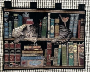 Frederick The Literate By Charles Wysocki Cat Woven Tapestry Hanging 25x34 - Picture 1 of 16