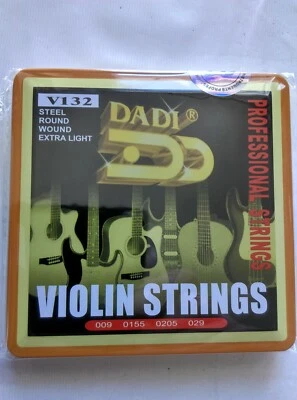 EXTRA LIGHT VIOLIN STRING SET (STEEL) - DADI BRAND - NEW IN METAL BOX - Image 1 of 2
