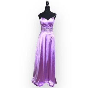 NWOT City Triangles Womens Sequin Embellished Satin Maxi Dress Lavender Size XS - Picture 1 of 15