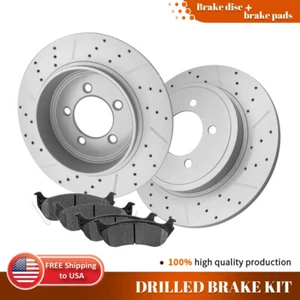 Rear Drilled Brake Rotor Ceramic Brake Pads for Ford Explorer Mountaineer Brakes - Picture 1 of 6