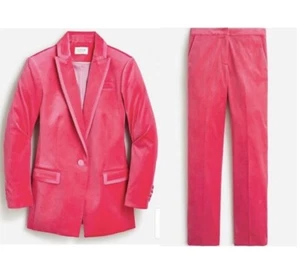 J. Crew. Willa Blazer Pants Suit Fuschia Dragon Fruit Pink Size 6 Velvet NWT - Picture 1 of 22