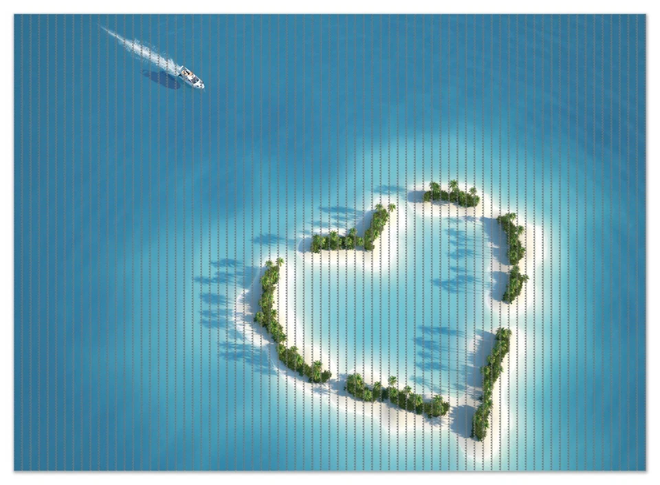 Wallario Duschmatte Bad Teppich Vorleger Insel Herz Bäume Meer Liebe Karibik - Bild 1 von 1