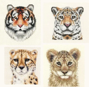 LION CUB, TIGER, JAGUAR, CHEETAH Full counted cross stitch kit WILD CAT, BIG CAT - Picture 1 of 9