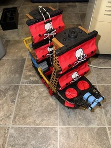 Fisher Price Mattel Imaginext Black Red Pirate Ship Rare Crossbone Sails Retired - Picture 1 of 7