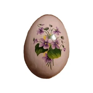 Ceramic egg purple flowers Collectible 3” Easter Egg - Picture 1 of 2