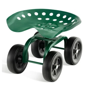 Rolling Garden Cart Heavy Duty Workseat w/ Adjustable Height & 360° Swivel Seat - Picture 1 of 10