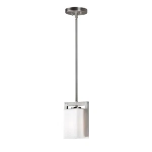 Forte Lighting Square Glass Mini Pendant, Nickel/Square Satin White - 2569-01-55 - Picture 1 of 1