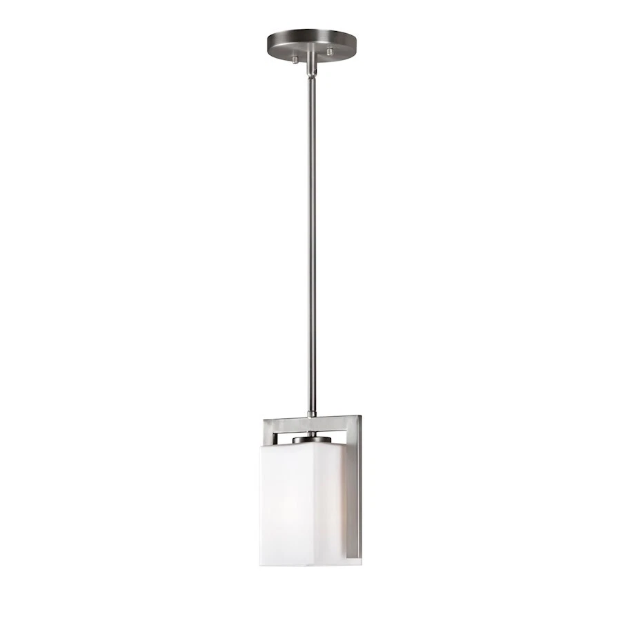 Forte Lighting Square Glass Mini Pendant, Nickel/Square Satin White - 2569-01-55 - Image 1 of 1