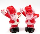 2 Rosbro / Rosen Vtg Plastic Santa Figurines /  Lollipop Candy Holders