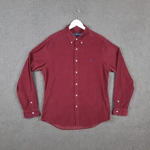 RALPH LAUREN Shirt Mens XL Slim Fit Corduroy Burgundy Maroon Needle Cord Cotton - Picture 1 of 10