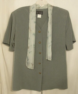 #8036 VERY NICE! 'L.L. MARTIN' BUTTON DOWN TOP W/SCARF SIZE 24L - Image 1 of 3