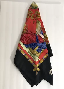 Sciarpa vintage Hermes Liberte Egalite Fraternite 100% seta rossa - Foto 1 di 7