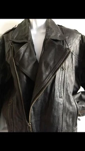Unisex leather jacket CHIA black color Size XS - Picture 1 of 12