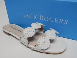 Jack Rogers Mini Lauren Size US 5 M Women's Leather 2-Band Slide Sandals White - Picture 1 of 8