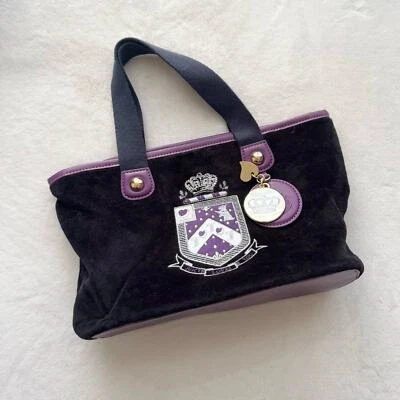 Vintage 2010 Juicy Couture Juicy Loves You Purple Velour Mini Tote Bag Rare Y2K - Image 1 of 4
