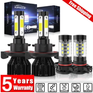 Combo de faros LED 9008 5202 4 lados 8000K blanco haz alto bajo + bombillas antiniebla - Imagen 1 de 16