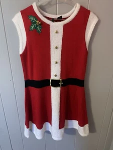 Women’s New Direction Med Mrs. Clause Knit Christmas Holiday Red White Dress NWT - Picture 1 of 7