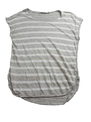 Camisa Athleta Mujer Pequeña Gris Rayas 100% Lino Blusa Sin Mangas Informal Damas Foto 1 de 4