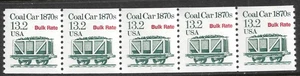 US Stamp #2259 13.2c. Coal Car Transportation Coil Strip of 5 Plate #1 MNH - Picture 1 of 1