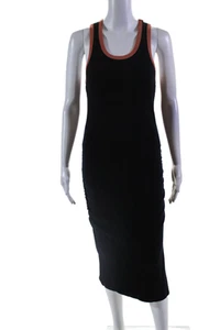 Sundry Womens Scoop Neck Ribbed Knit Ruched Midi Tank Dress Navy Size 2 - Picture 1 of 6