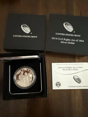 2014 P Civil Rights Act Of 1964 Commemorative Proof Silver Dollar - Image 1 of 2