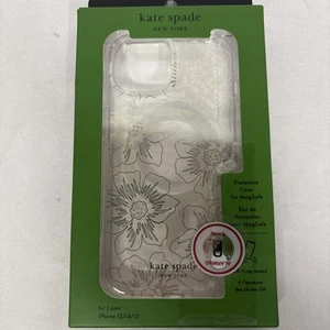 Kate Spade iPhone 15/14/13 Case Floral Gold Clear MagSafe 6.1 Lightweight - Photo 1 sur 4