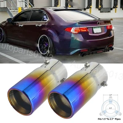 2PCS Car Chrome Stainless Rear Exhaust Pipe Tail Muffler Tip For Acura TSX Foto 1 de 4