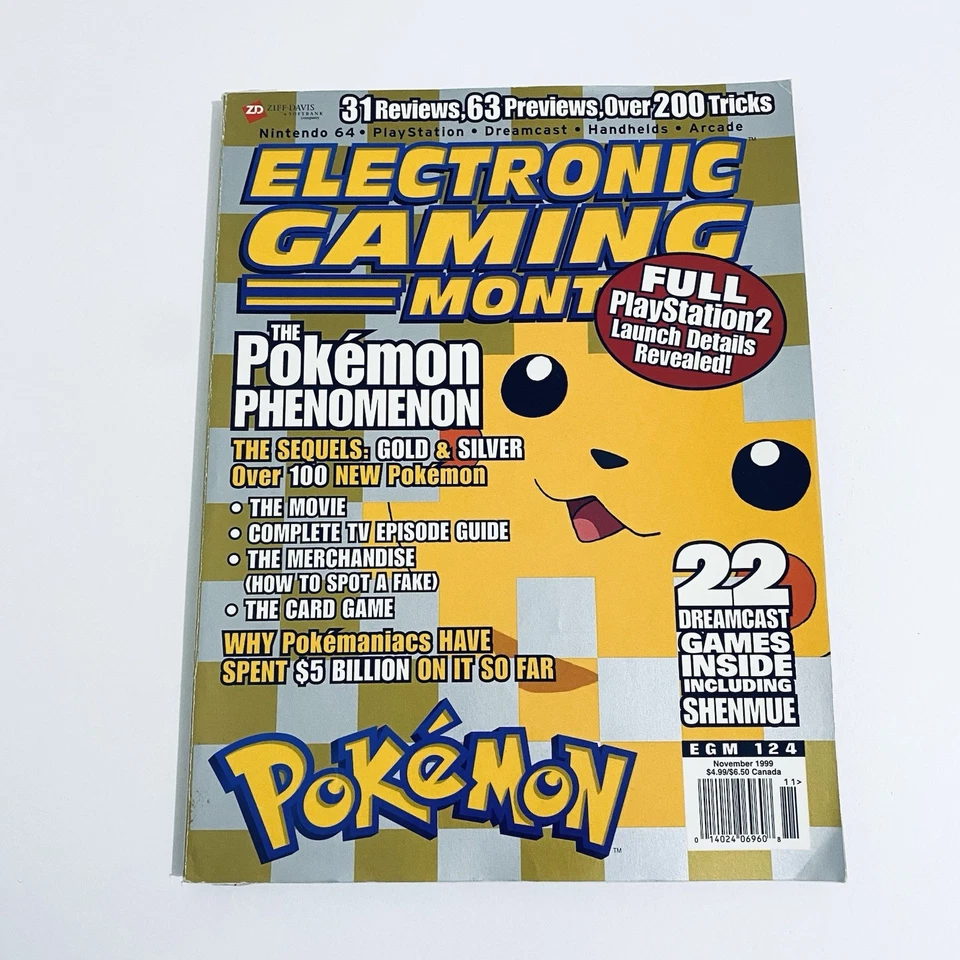 Electronic Gaming Monthly Magazine Vintage Pokémon 1999 Pikachu Cover Issue - Image 1 of 4
