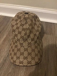 G U C C I Monogram (Look A Like)Canvas Baseball Cap Size Medium - Picture 1 of 7