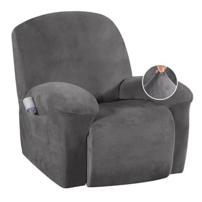 Fundas para sillas reclinables de terciopelo 1 pieza para silla reclinable grande gris Foto 1 de 4