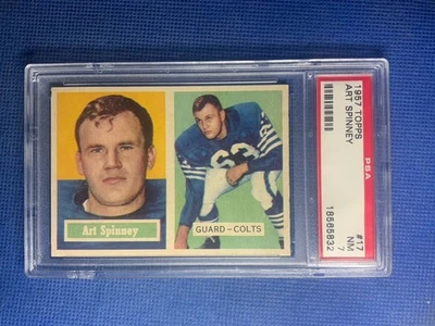 1957 Topps Football #17 Art Spinney Colts PSA 7 NM - Image 1 of 2