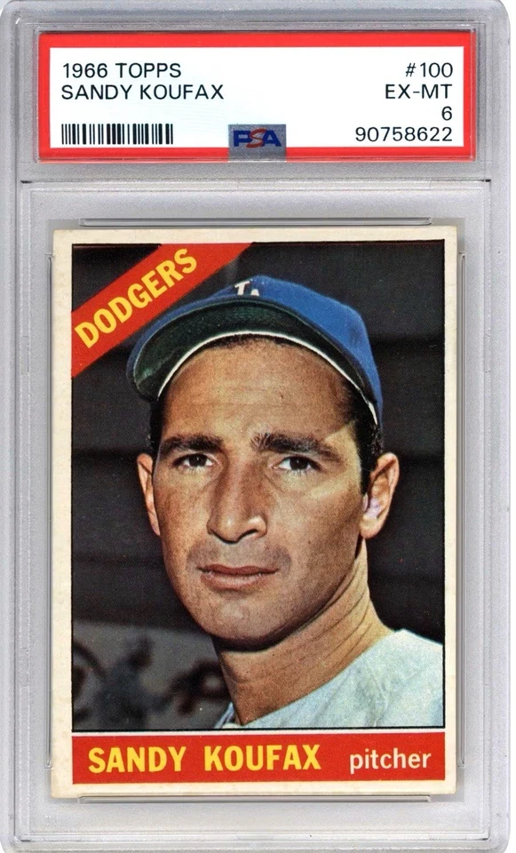 1966 Topps - Sandy Koufax #100 Brooklyn LA Dodgers Salón de la fama Cy Young como nuevo 6 Foto 1 de 2