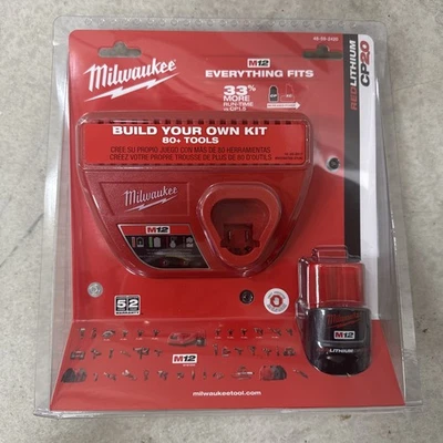 Milwaukee M12 CP2.0 12V 2.0Ah Battery 48-59-2401 & Charger Kit 48-11-2420 NEW - Image 1 of 2