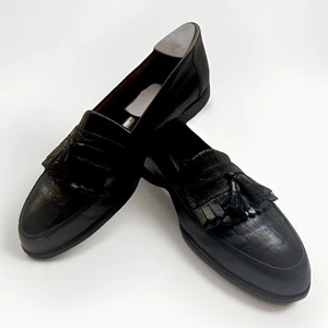 Bostonian Florentine Leather Loafer Tassel Men’s Size 8 1/2 Black Made In Italy - Picture 1 of 22