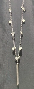 Halskette Chicos silberfarben lange Perlen Strass Quaste um 1946 - Bild 1 von 7