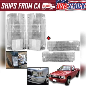 FOR TOYOTA PICKUP RN85 LN106 1988-97 FRONT BUMPER LIGHT TAIL LAMP CLEAR LENS SET - Picture 1 of 11