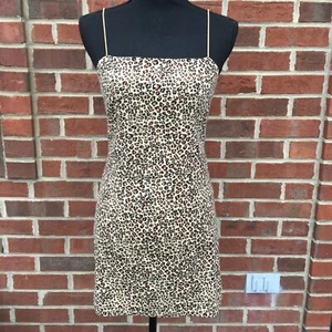 Kendall & Kylie Mini Bodycon Kleid Medium hellbraun Leopard Animal Print Stretch - Bild 1 von 11