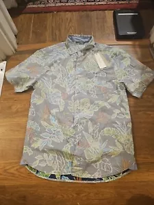 NWT Tommy Bahama Shirt Mens Small Nova Wave Seersucker Hawaiian Floral Faded - Picture 1 of 9