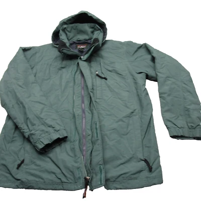 Vintage LL Bean Jacket Mens Medium Green Lined Hooded Full Zip 3 In 1 Shell - Image 1 of 4