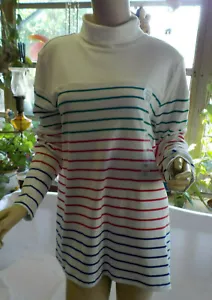 Kim Rogers Turtleneck Sweater Size XXL NWT MultiColor Stripe Long Sleeves Cotton - Picture 1 of 12