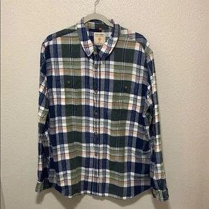 Ruff Hewn Blue and Green Casual Button Down Shirt - Picture 1 of 6